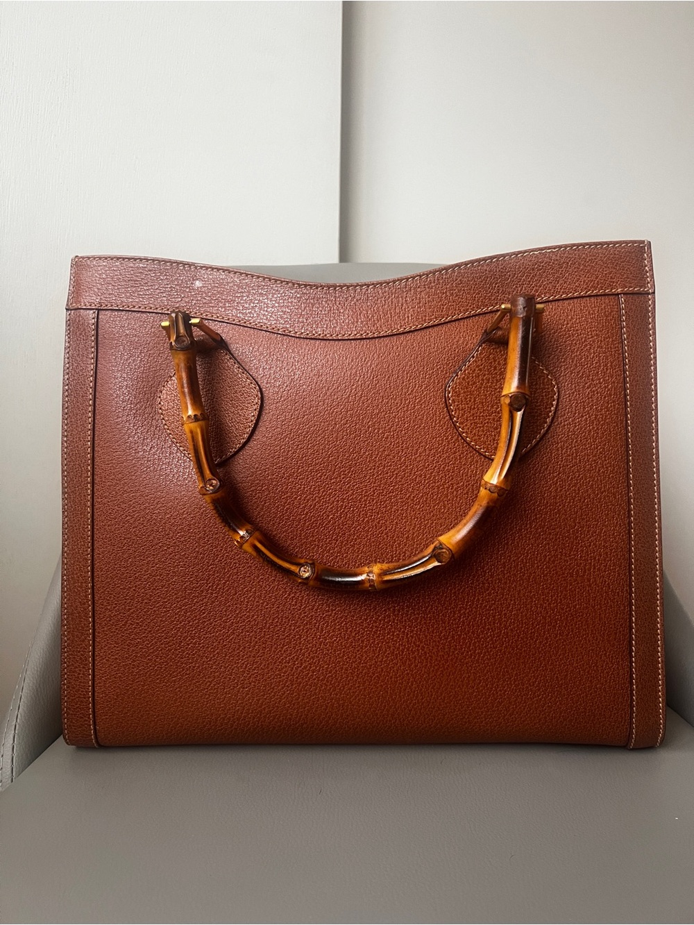 Vintage Gucci Diana Bamboo Bag Brown Leather Handbag